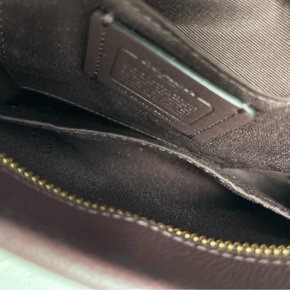Coach {Chocolate}  leather Handbag. With leather story patch - Picture 3 of 11